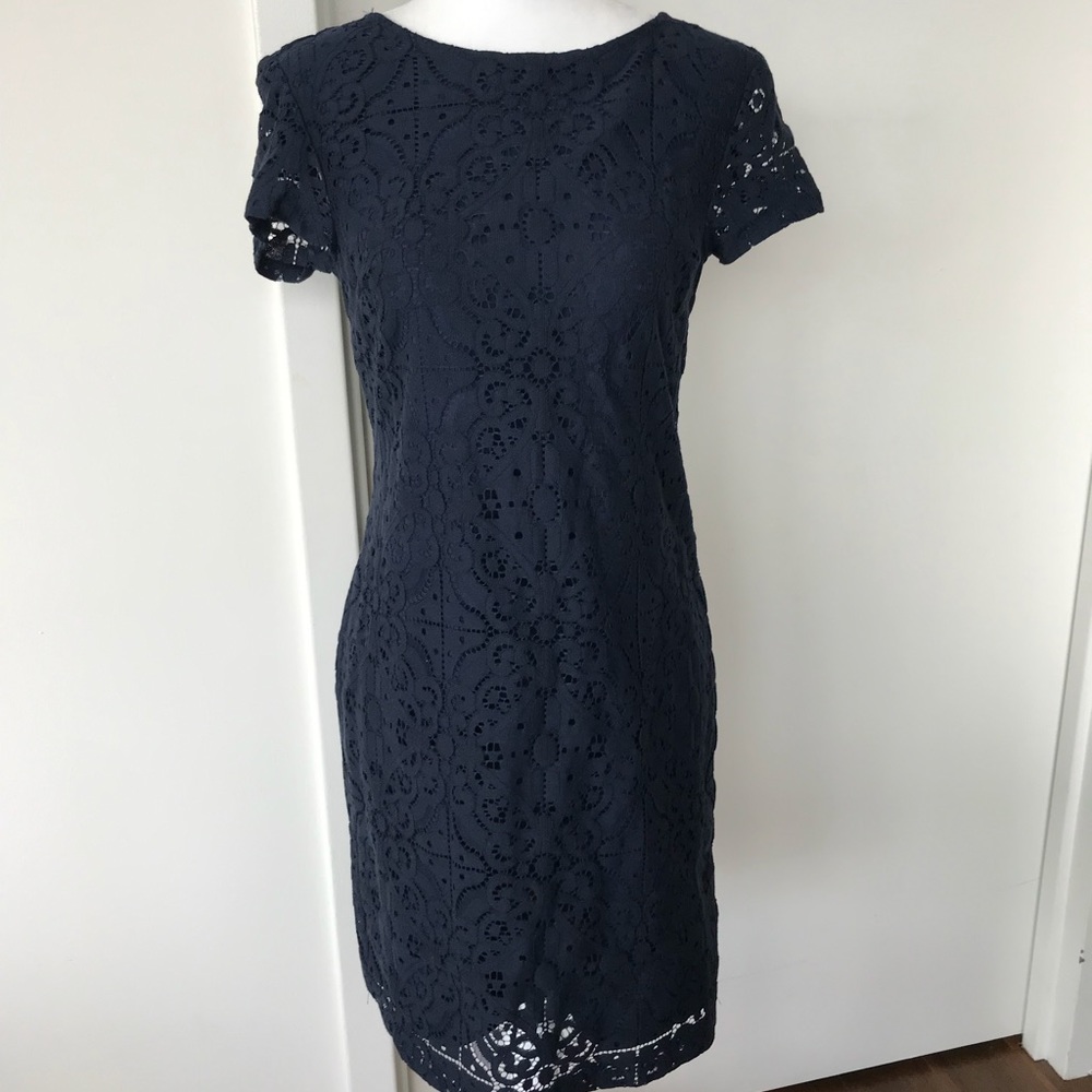 BANANA REPUBLIC Navy Lace Sheath Dress